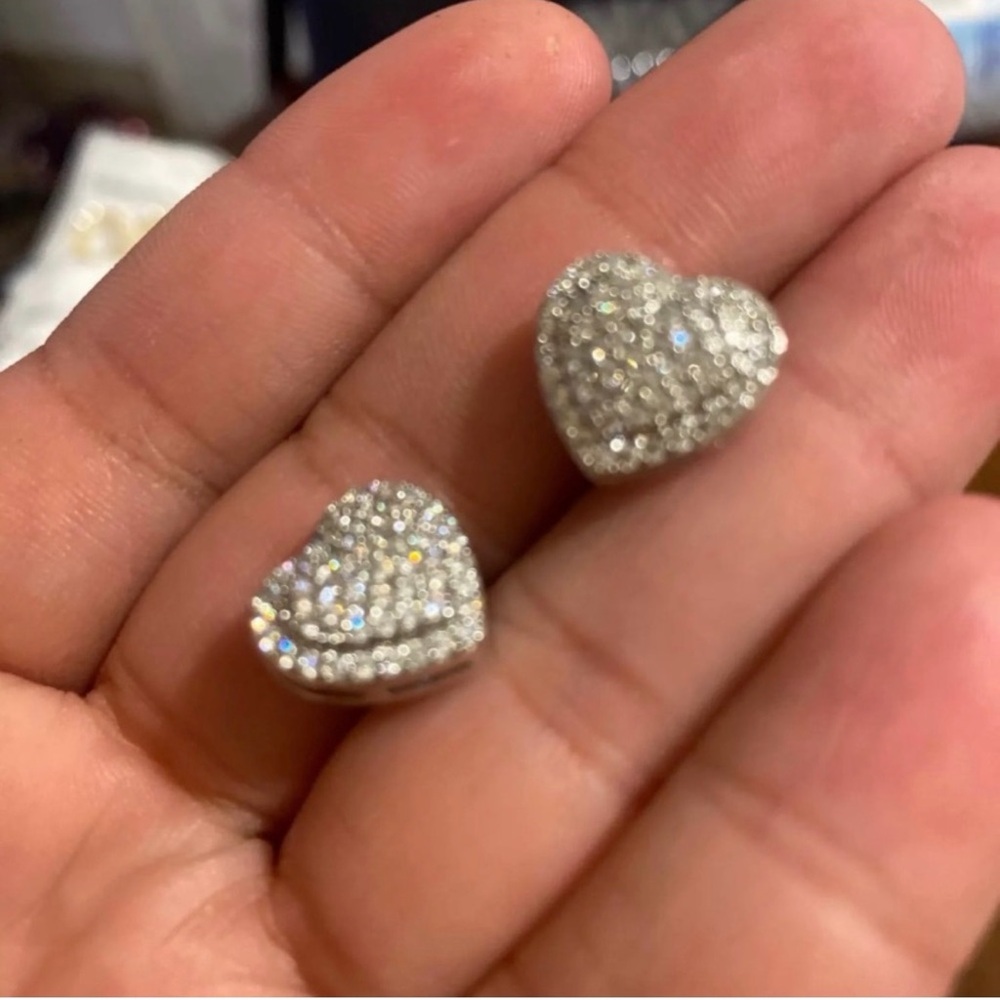 Elegant Silver 925 Heart rhinestones iced Earrings